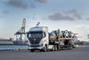 loaded Nikola truck at port